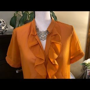 The Limited Orange Ruffled Blouse